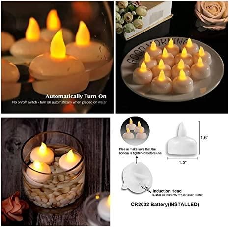 Floating Tealight Water Sensor Battery Operated Waterproof LED Flame less Flickering Lights Candles (Pack of 10)