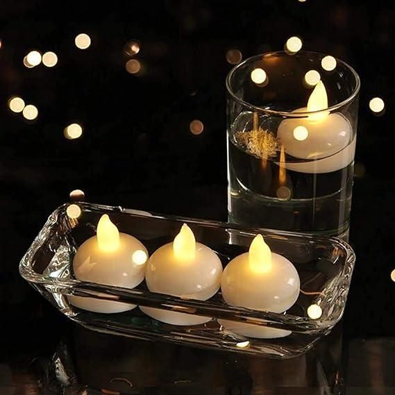 Floating Tealight Water Sensor Battery Operated Waterproof LED Flame less Flickering Lights Candles (Pack of 10)