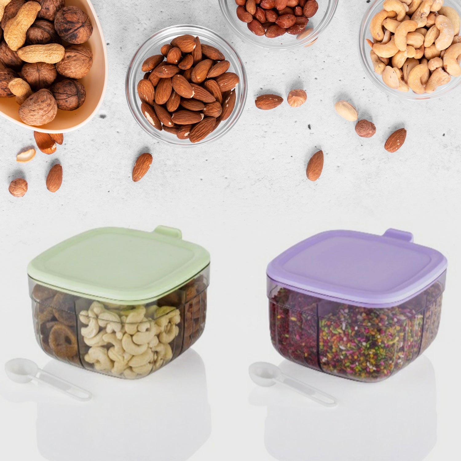 Airtight food storage with 4 compartments