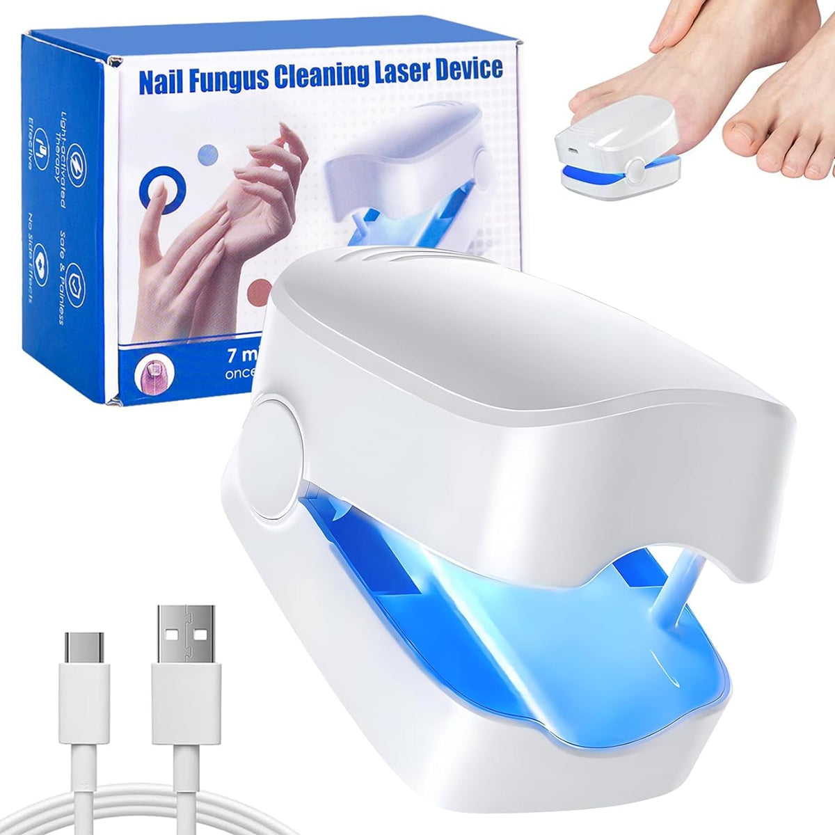 Rechargeable Nail Fungus Treatment for Toenail, Toe Nail Fungal Treatment Nail Fungus Laser Device, Anti-Fungal Nail Treatment for Hand & Feet Infections Remover for Home Use - jugaad.shop