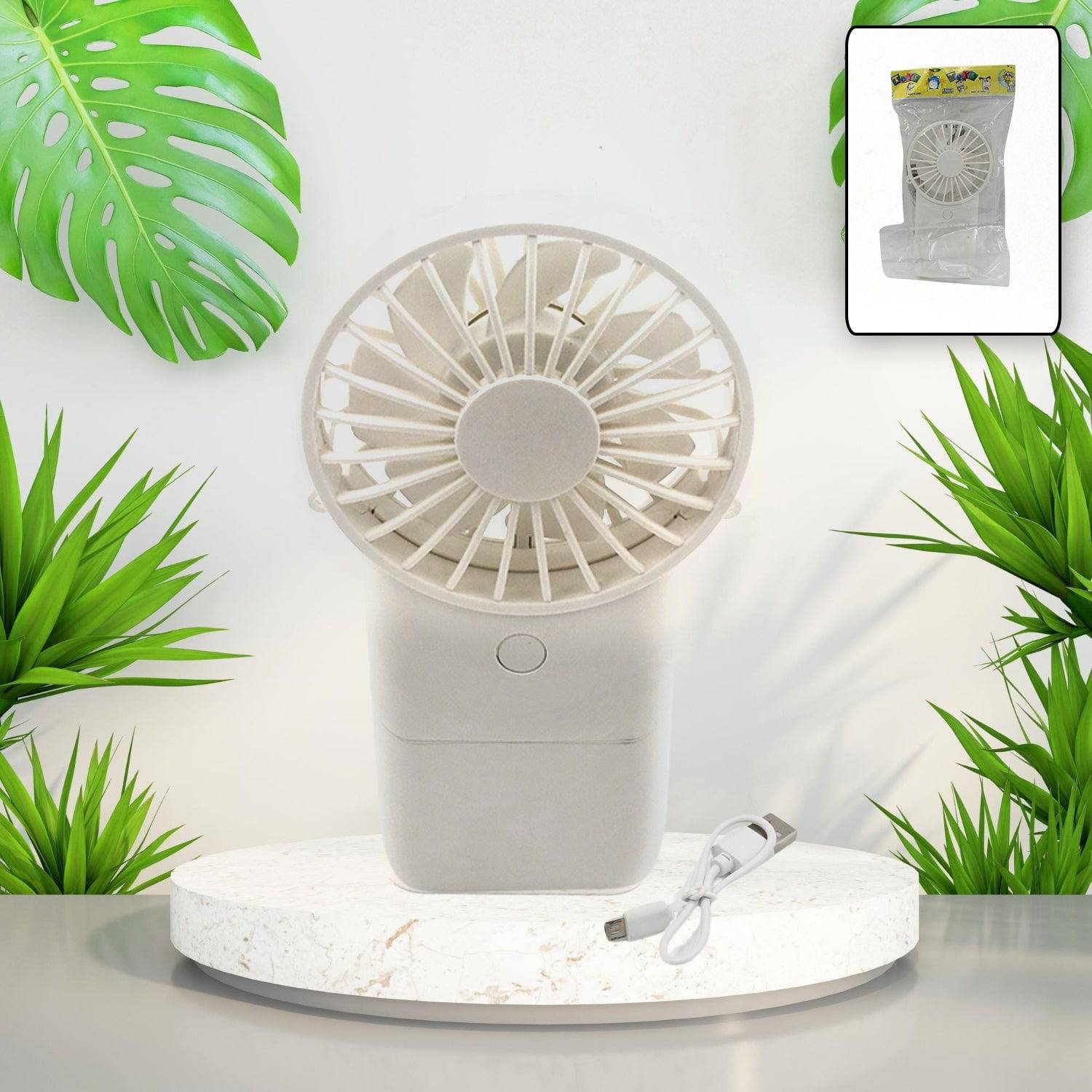 Portable Small Electric Fan, Handheld Fan With 3 Modes USB Rechargeable Mini Student Handheld Class Personal Fan (1 Pc) - jugaad.shop