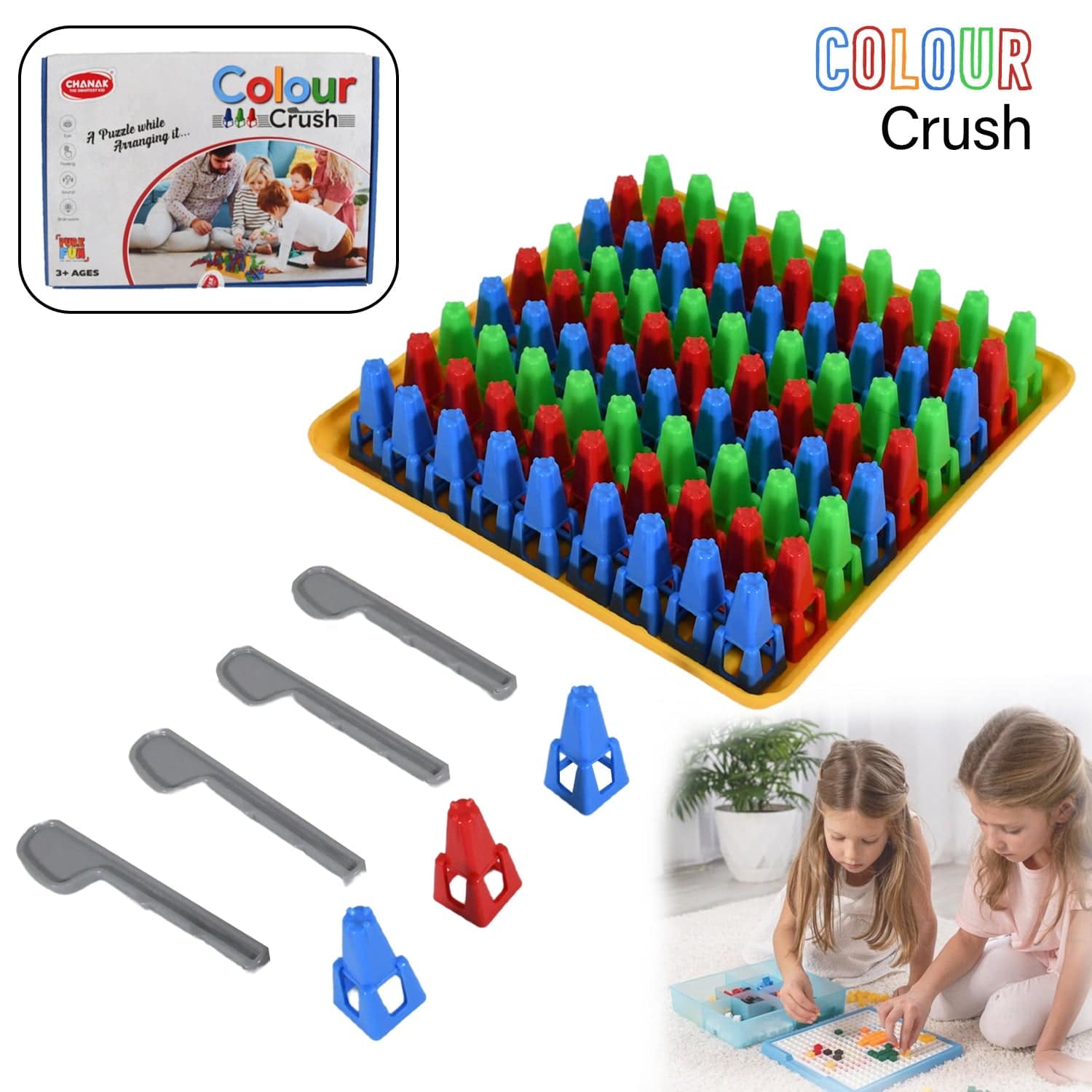 Plastic Color Crush Game Board, A Puzzle Game, Challenge's Educational Board Game's, Game for Kids & Adults, Birthday Gift (1 Set) - jugaad.shop