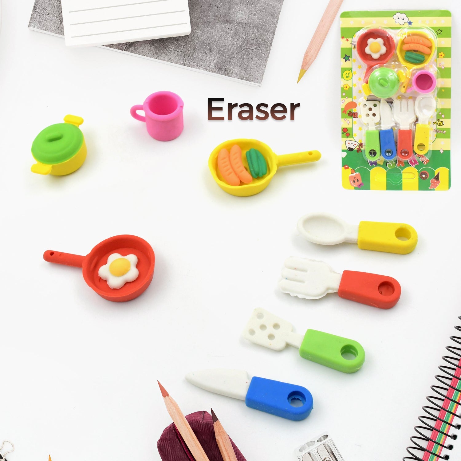 Fancy & Stylish Mini Erasers for Kids (8 Pc Set) - Fun Designs, Party Favors - jugaad.shop