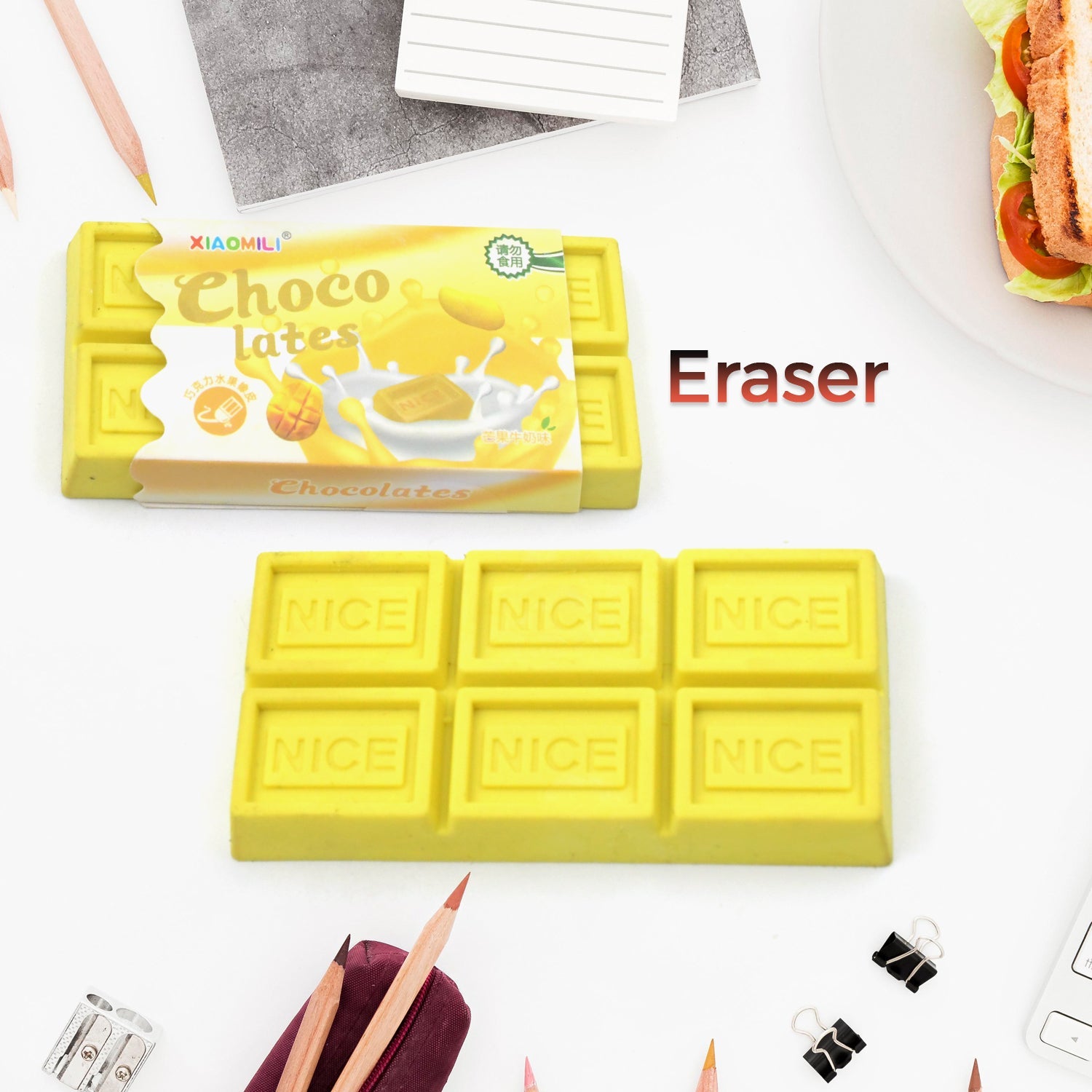 Chocolate Shaped Erasers for Kids - Soft Pencil Erasers for School & Office - jugaad.shop