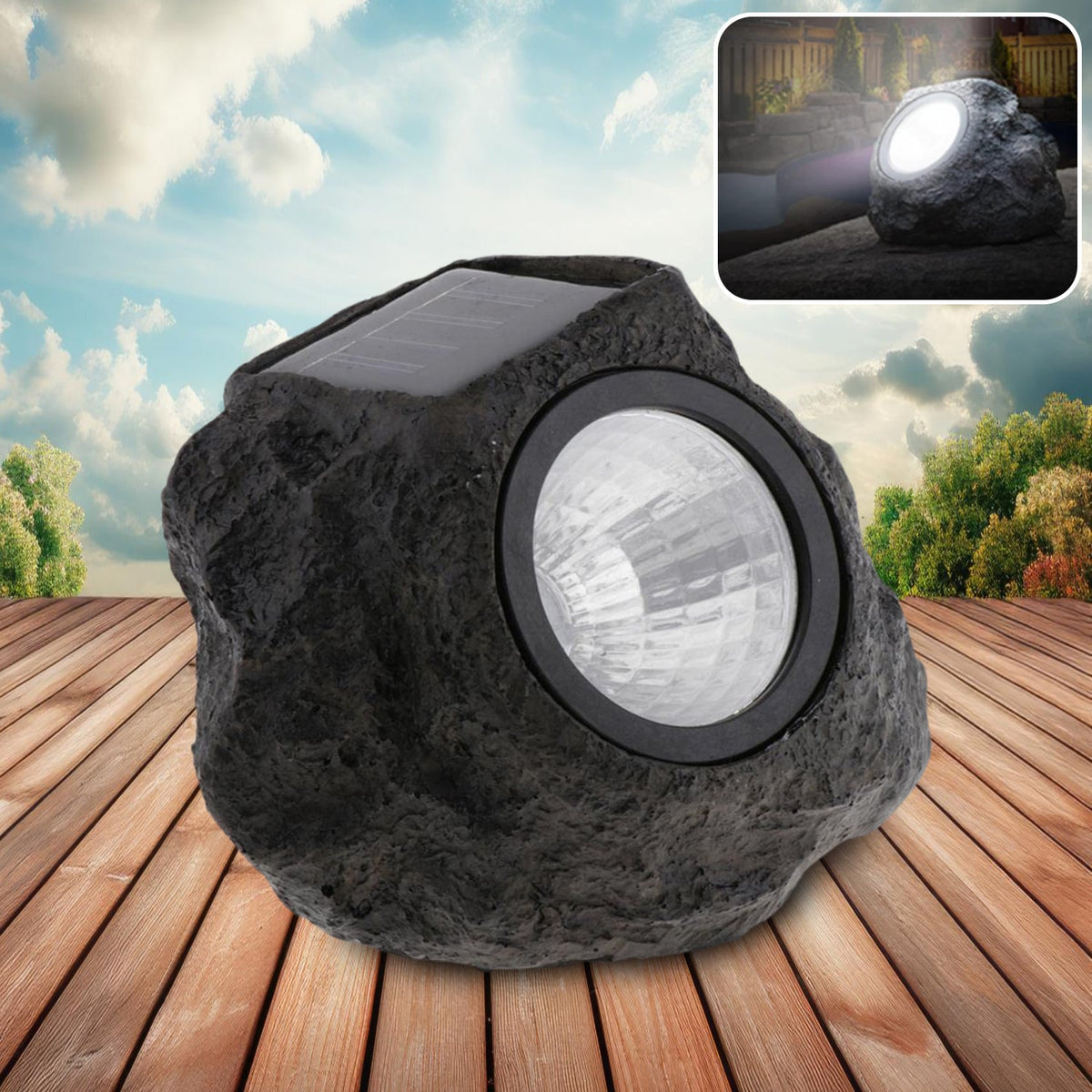 Solar Powered LED Rock Light Solar Powered LED Spotlight Faux Stone for Pathway Landscape Garden Outdoor Patio Yard (1 Pc) - jugaad.shop