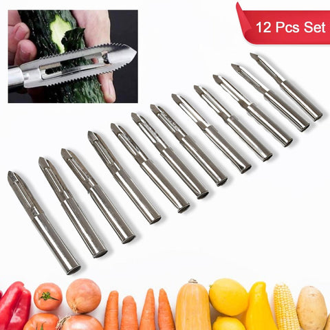 Multi-Purpose Stainless Steel Peeler With Handle For Vegetables, Potato Peeler, Carrot, grated, Suitable for Peeling and shredding Fruit and Vegetables Kitchen Accessories, Piller (12 Pcs Set)  - jugaad.shop