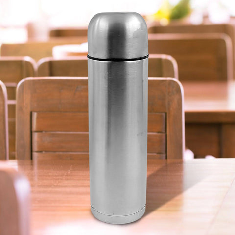 Vacuum Flask With Cover, 18/8 Stainless Steel | Hot and Cold Water Bottle with Push-Down Lid | Double Walled Stainless Steel Bottle for Travel, Home, Office, School, Picnic ( Approx 500 ML / With Cover) - jugaad.shop