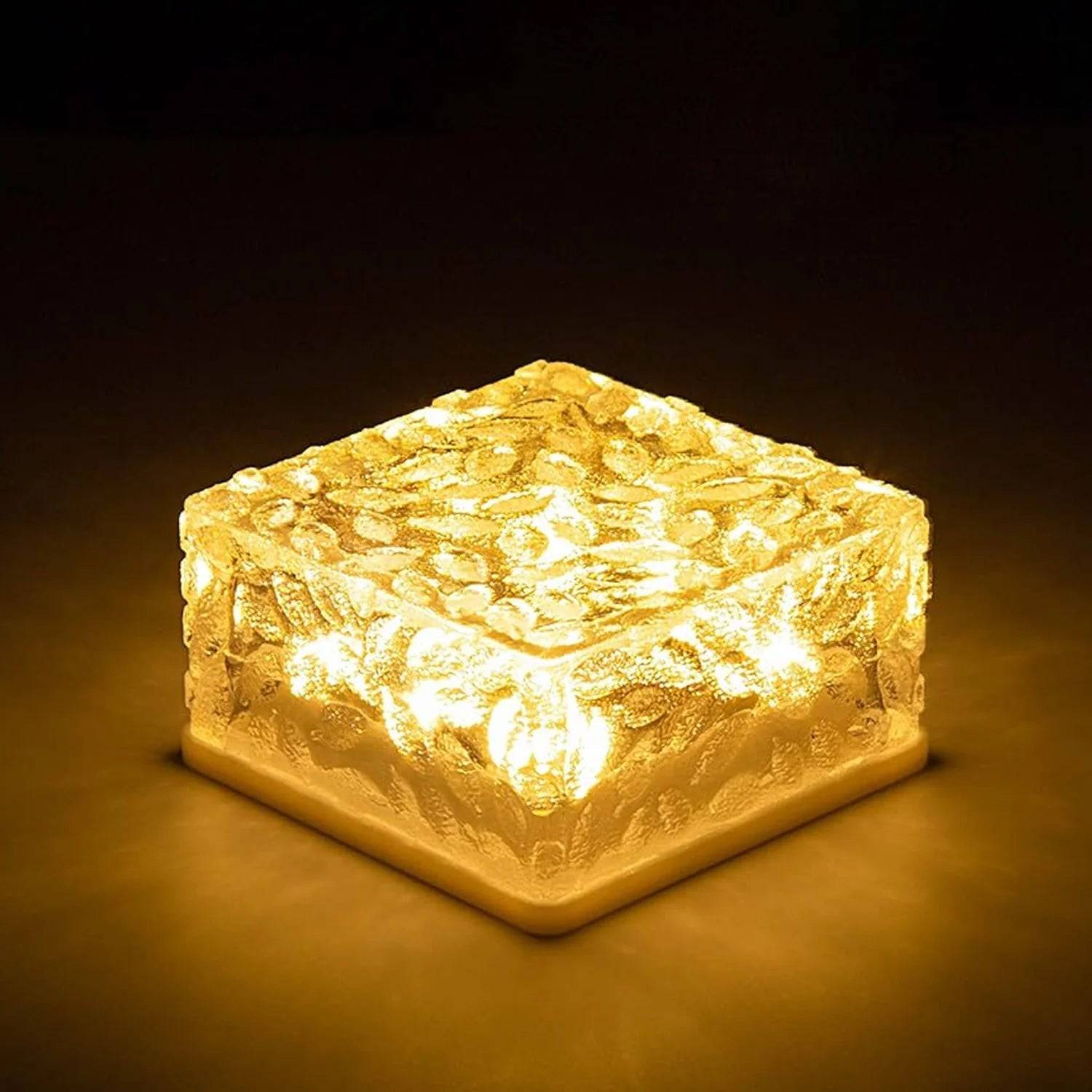 Solar Ice Cube Shaped Garden Light, Ice Cube Shaped Garden Warm Light Outdoor Solar Garden Decorative Lights for Walkway Pathway Backyard Christmas Decoration Parties - jugaad.shop