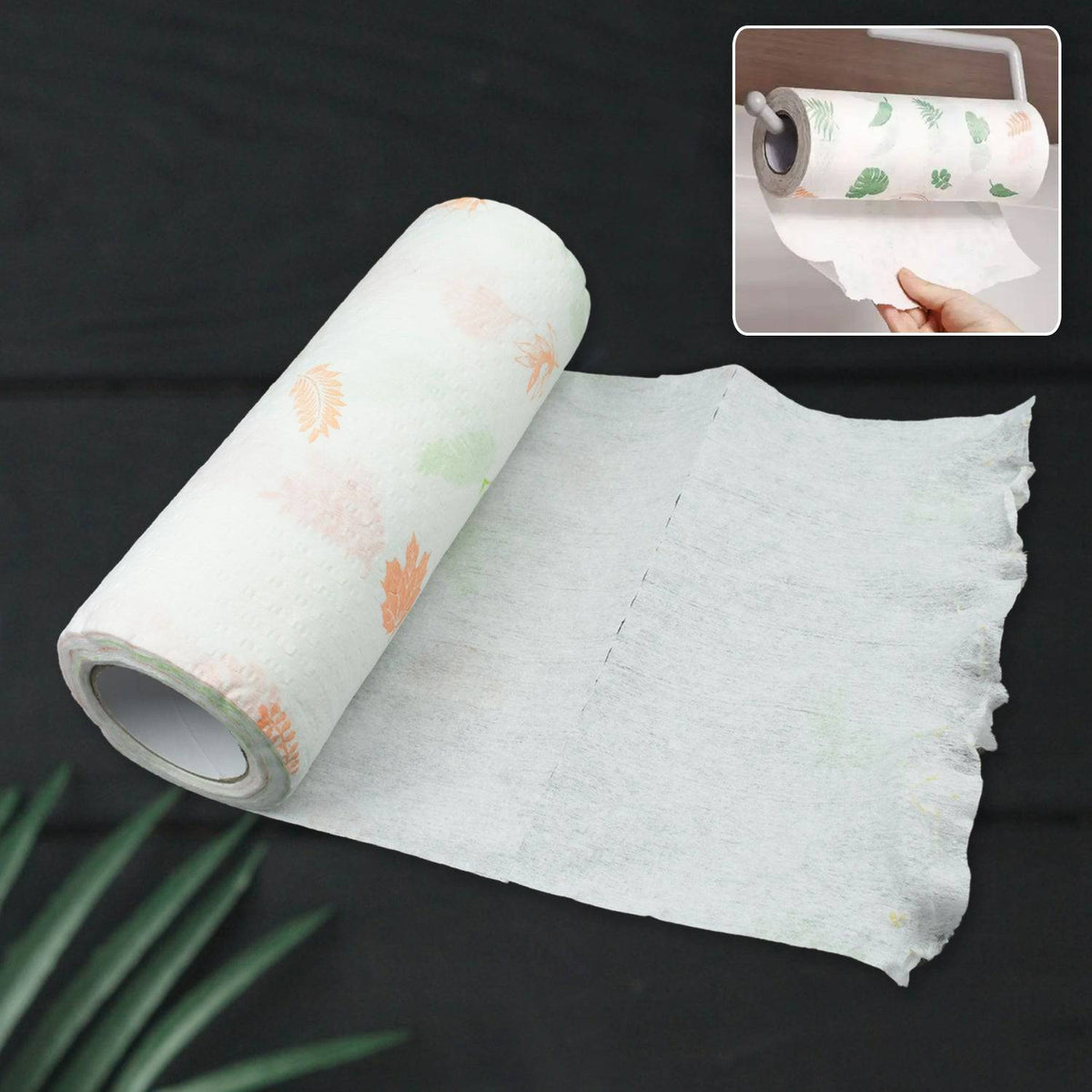 Non Woven Reusable and Washable Kitchen Printed Tissue Roll Non-stick Oil Absorbing Paper Roll Kitchen Special Paper Towel Wipe Paper Dish Cloth Cleaning Cloth 40 sheets / Pulls - jugaad.shop