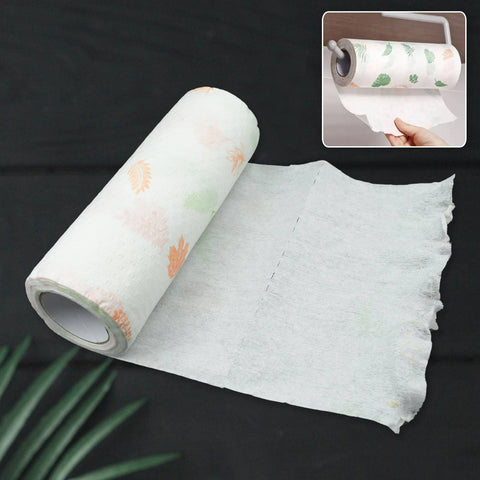 Non Woven Reusable and Washable Kitchen Printed Tissue Roll Non-stick Oil Absorbing Paper Roll Kitchen Special Paper Towel Wipe Paper Dish Cloth Cleaning Cloth 40 sheets / Pulls - jugaad.shop