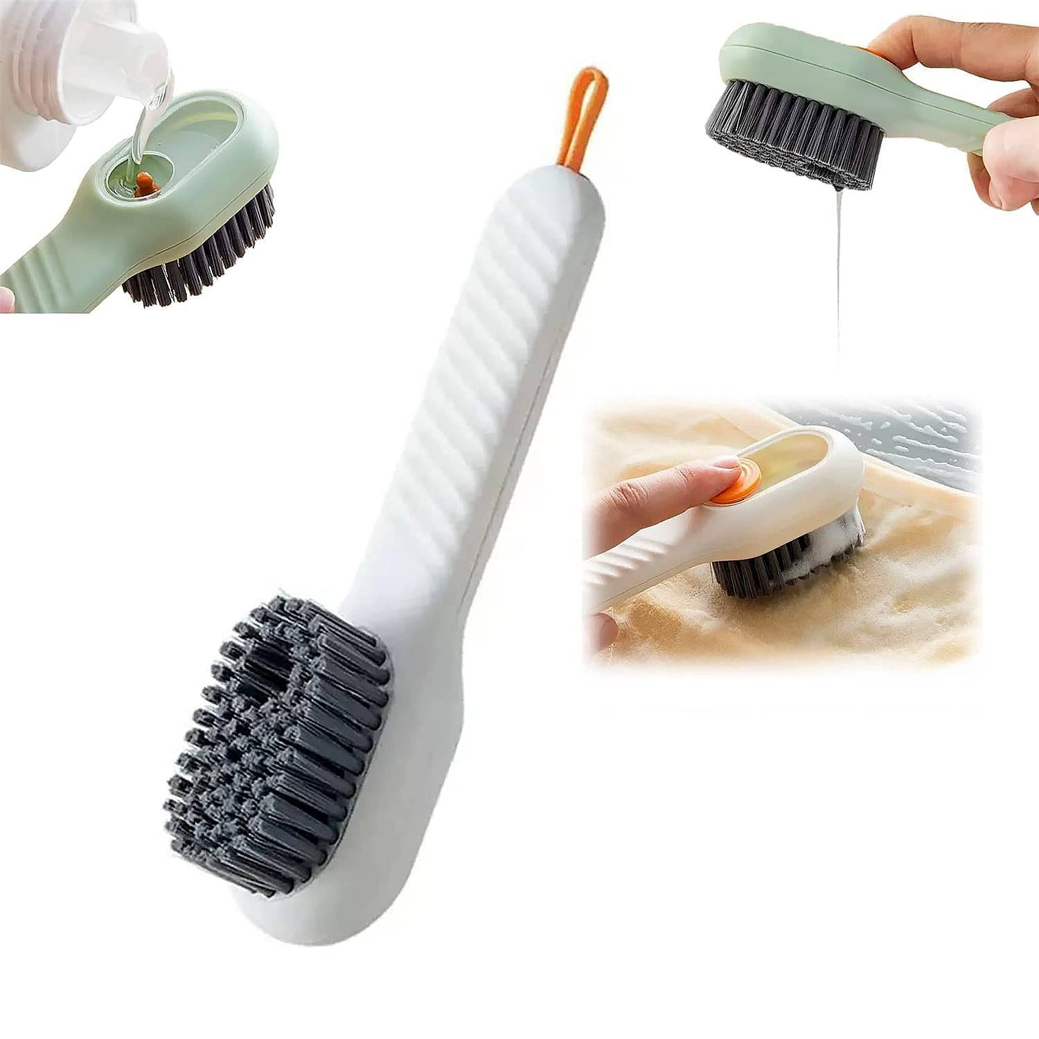 Multifunctional Scrubbing Brush with Liquid / Soap Dispenser, Cleaning Brush with Liquid / Soap Dispenser, Shoe Brush for Cleaning, Cloth Cleaning Brush with Handle Liquid Shoe Brush For Shoe Clothes (1 Pc) - jugaad.shop