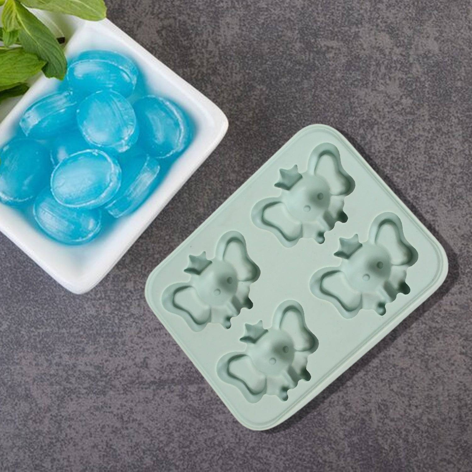 Silicone Cartoon Shape 4 Grid Ice Cube Tray Ice Cube Molds Trays Small Cubes Tray For Fridge, Flexible Silicon Ice Tray (1 pc) - jugaad.shop