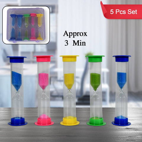 Sand Timer Plastic Hourglass, Sand Glass Toy Sand Clock for Kitchen, Office, School and Brushing Teeth for Bathroom Timer Clock Children Hourglass Sand glass Toothbrush Household Sand Clock (3 Min Approx / 5 pc) - jugaad.shop