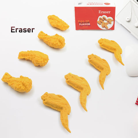 Cute Erasers, Pencil Eraser, Chicken Wings Chicken Legs Eraser Student School Supplies Gifts Chicken Rubber Drawing Small Eraser Office Accessory Fun Back to School Supplies Gifts Party Favor for Kids Adults Students (8 Pcs Set) - jugaad.shop