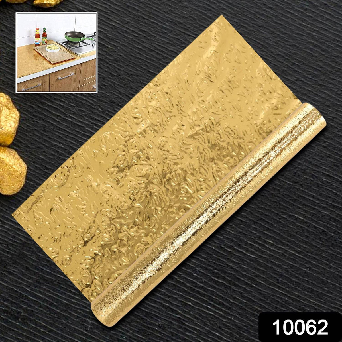 Oil Proof Sticker, Waterproof Self Adhesive Aluminum Foil Wallpaper (60 cm×2m / Golden / 1 Pc) - jugaad.shop