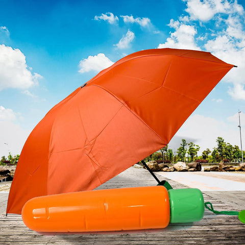 Vegetable shaped Folding Umbrella, Plastic Case Creative Fashion Folding Mini Sun Shade Rain Umbrella, Unique Umbrella, Sun & UV Protection, Cute Design (1 Pc) - jugaad.shop