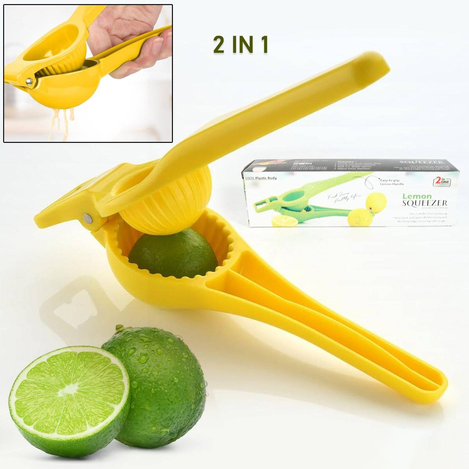 Kitchen 2 in 1 Unbreakable Lemon Squeezer and Bottle Opener (1 Pc) - jugaad.shop