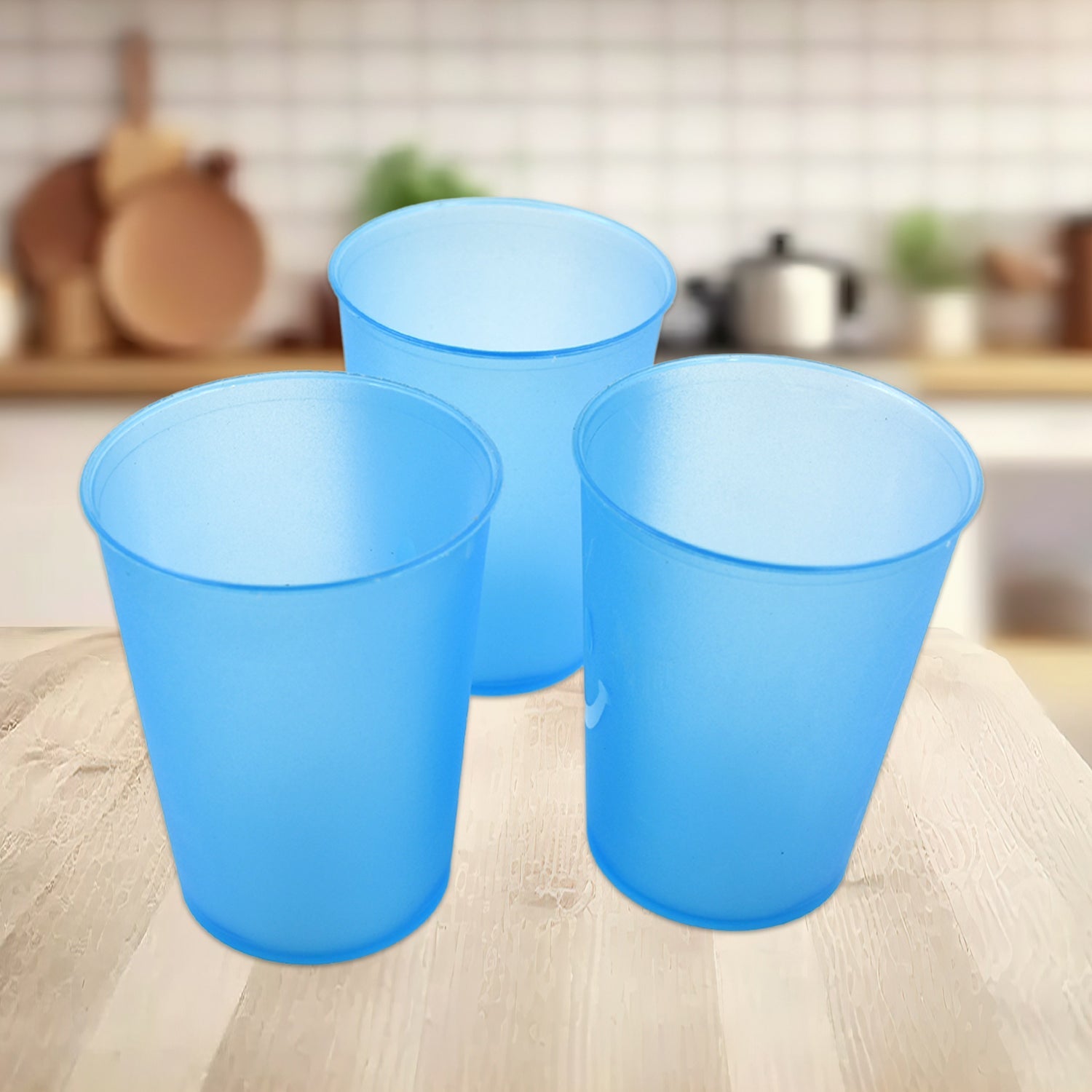 Plastic Tumblers Lightweight Cups / Glass Reusable Drinking Cups Restaurant Cups Dishwasher Safe Beverage Tumblers Glasses for Kitchen Water Transparent Glasses 3 pc Set - jugaad.shop