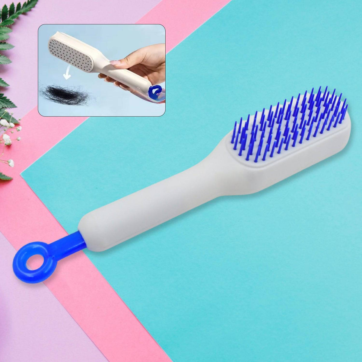 Self-Cleaning Hairbrush, Self-Cleaning Anti-Static Detangling Massage Comb, One-pull Clean Scalable Rotate Lifting Self Cleaning Hairbrush Hair Styling Tools - jugaad.shop