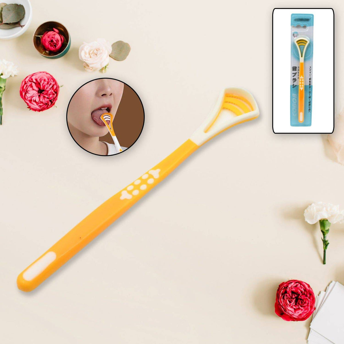 Tongue Scraper and Tongue Brush Great for Oral Care, Help Fights Bad Breath and Freshen The Breath, Tongue Cleaner for Adults and Kids, Easy to Use, Comfortable Safe and Anti-Slip Simple and Stylish Odor Removal (1 Pc) - jugaad.shop