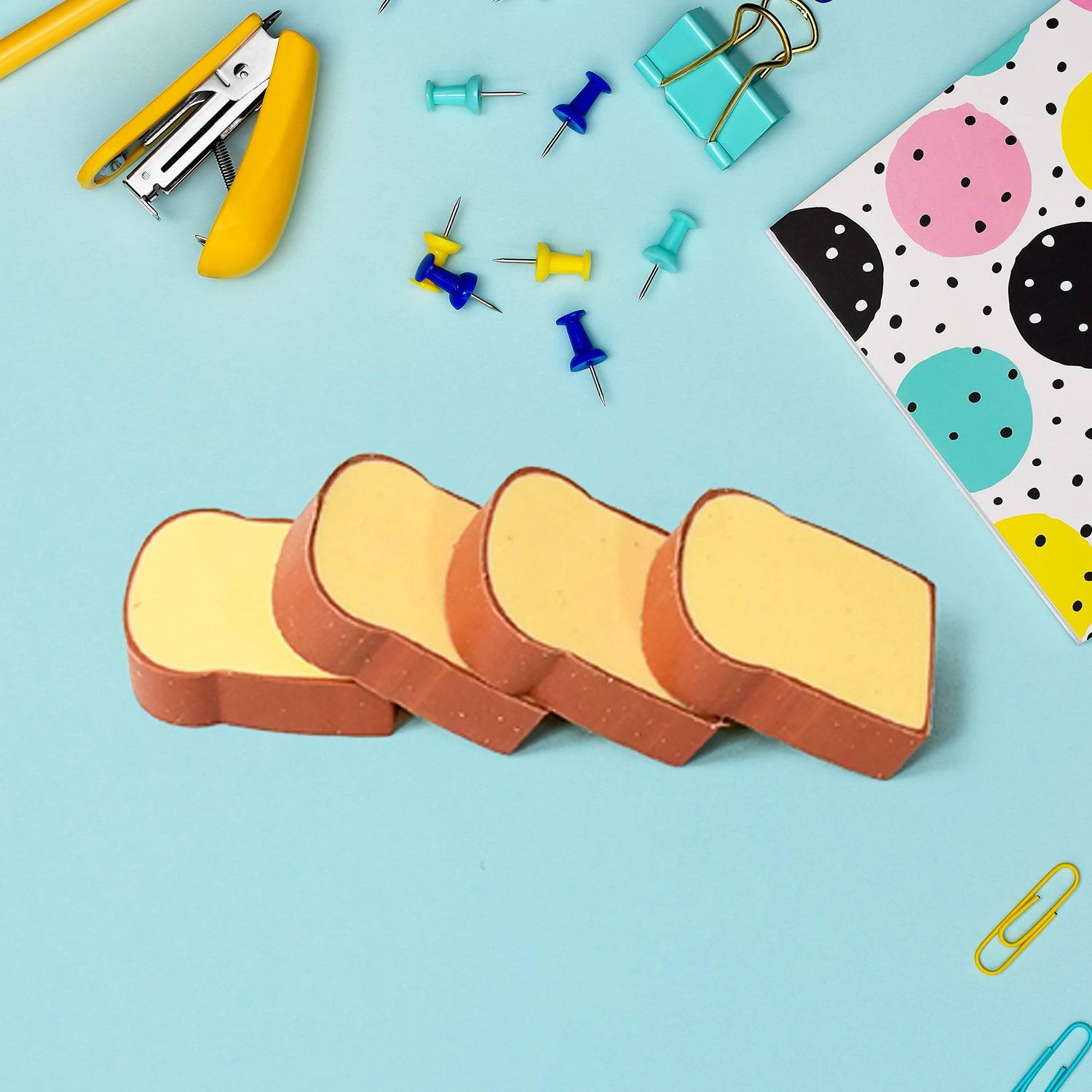 3D Toast Bread Shape Eraser for Kids, Cartoons Erasers Toast Bread Erasers Bread Shaped Eraser for Students, Gift, Cute Fun Food Pencil Erasers for School Classroom, Stationery for Boys & Girls (4 Pcs Set) - jugaad.shop