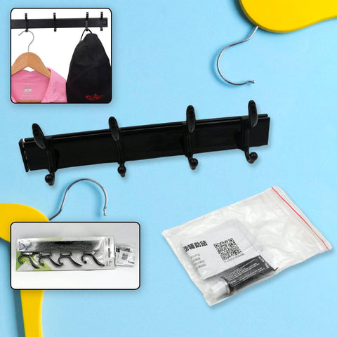 Cloth hanger, Wall Door Hooks Rail for Hanging Clothes for Hanging Hook Rack Rail, Extra Long Coat Hanger Wall Mount for Clothes, Jacket, Hats, 6 Hook With Eco-friendly Liquid Adhesive Glue - jugaad.shop