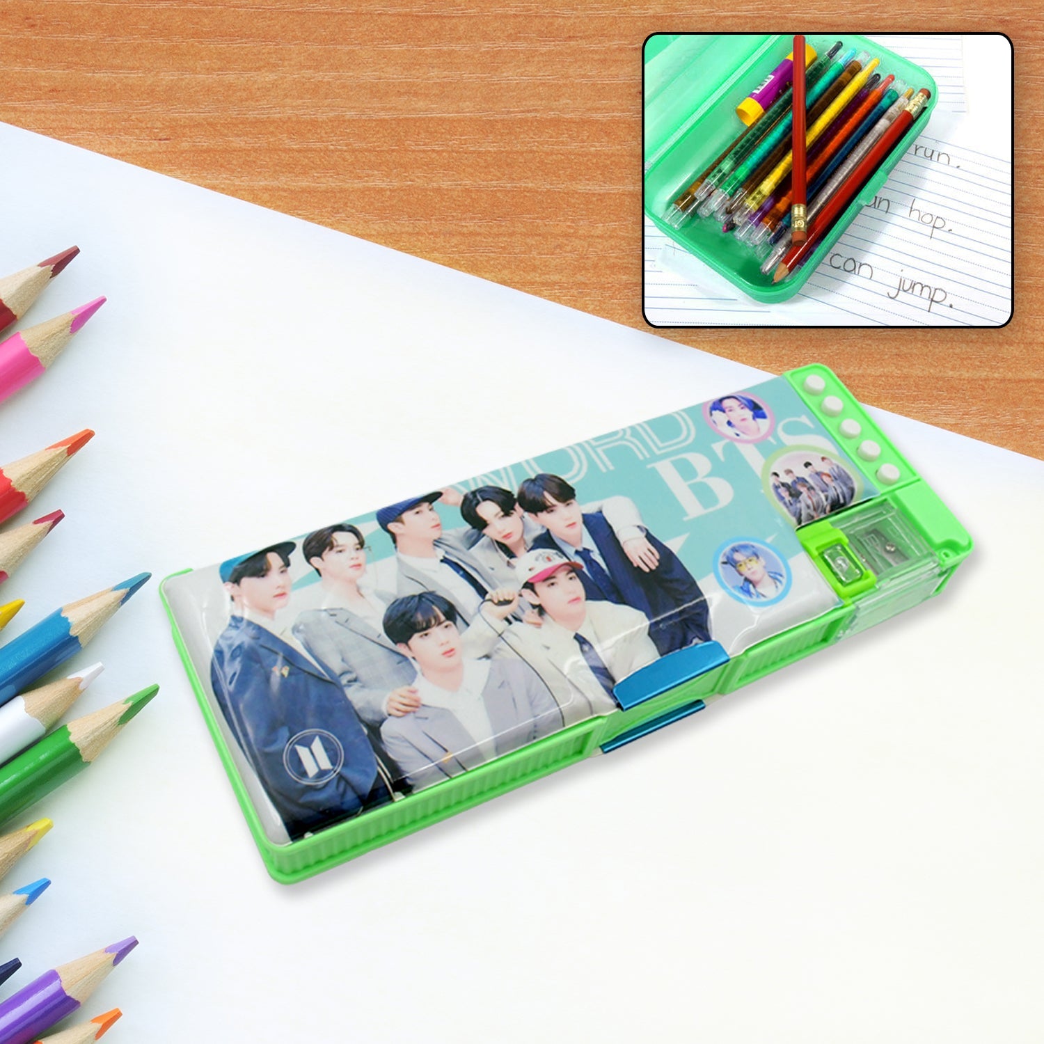 Multipurpose Compass Box (2 Compartments): Cartoon Pencil Case for Kids-jugaad.shop