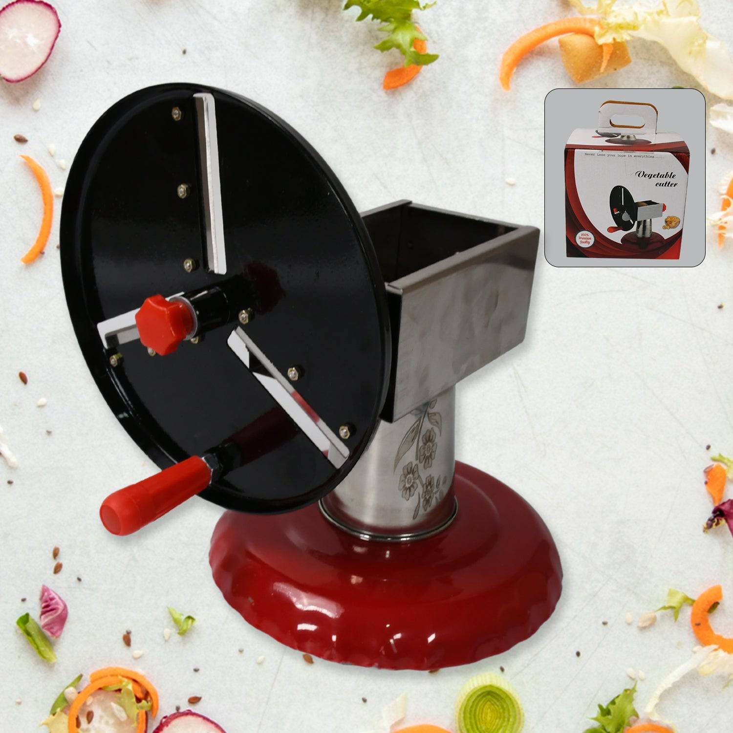 Stainless Steel Chips Maker and Vegetable Slicer for Kitchen Potato Slicer Graters and Chippers. Chips Maker is Suitable for Vegetable Cuttings. Chips Maker Consist Hard Coated Iron Wheel and Stand. - jugaad.shop