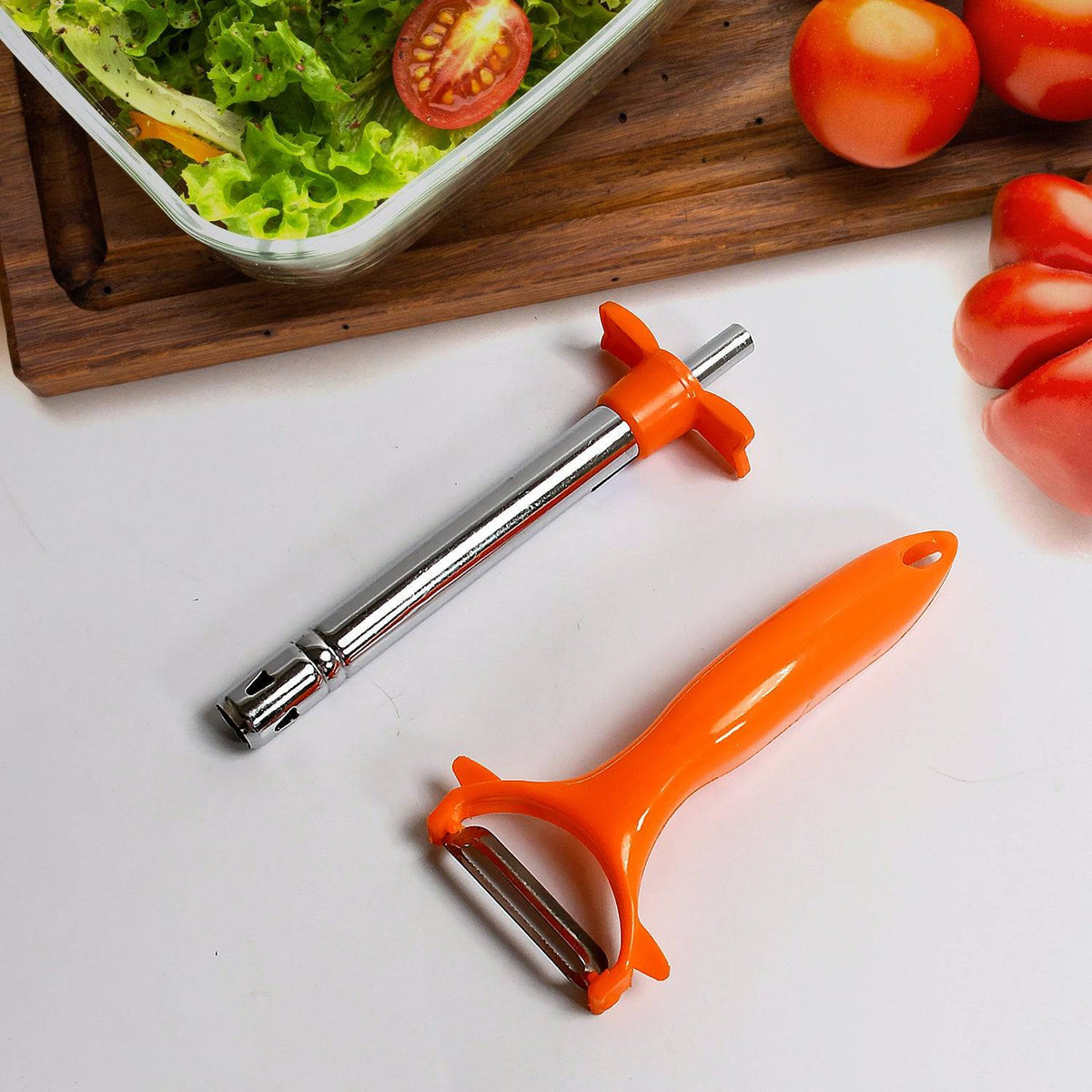 2 in 1 Kitchen Combo Lighter, Stainless Steel Durable Gas Lighter with Vegetable Cutter Peeler, For Kitchen Steel Gas Lighter (2 Pc Set) - jugaad.shop