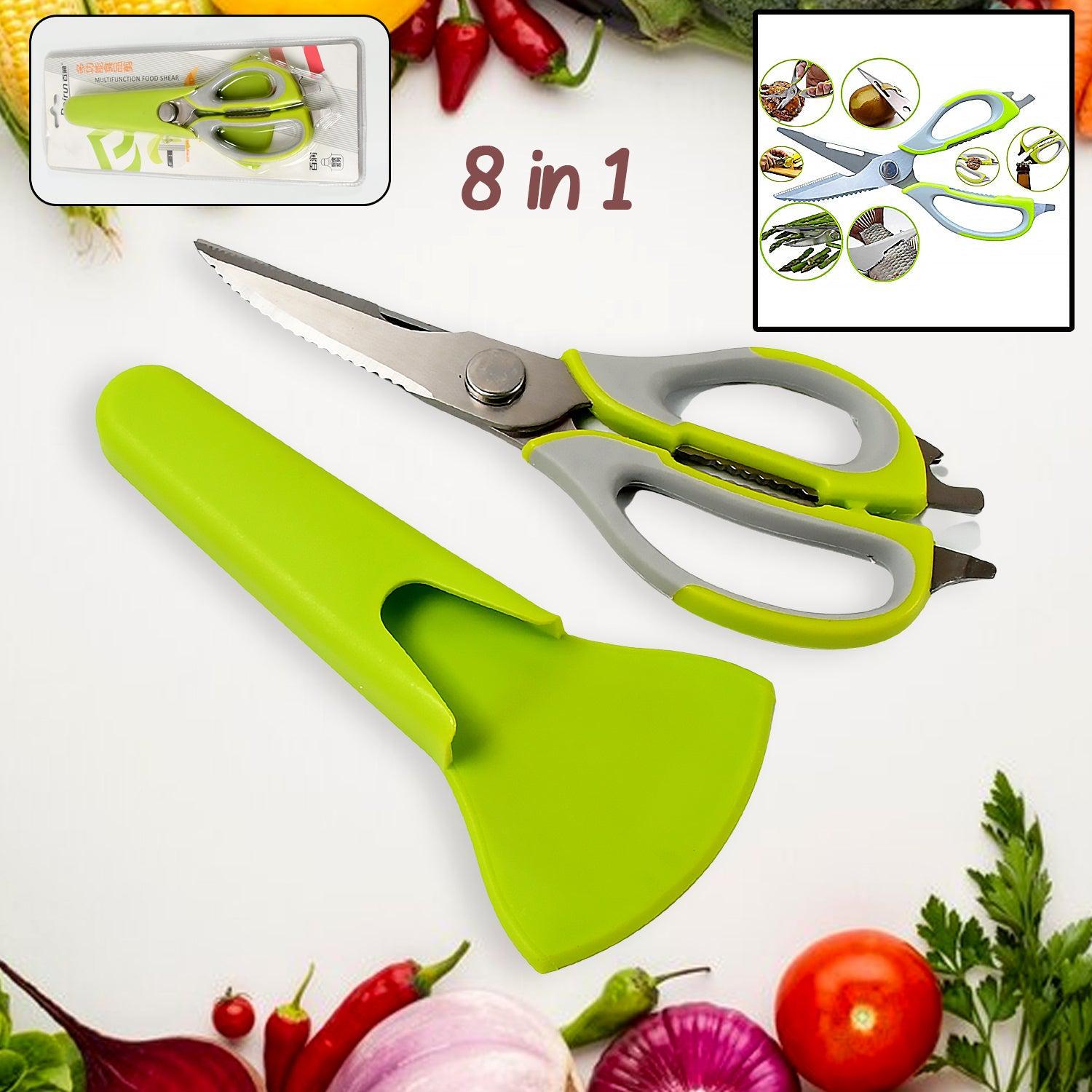 Multi-Purpose Kitchen Shears with Magnetic Holder, Stainless Steel, Red Multifunction Heavy Duty and Kitchen Scissors - jugaad.shop