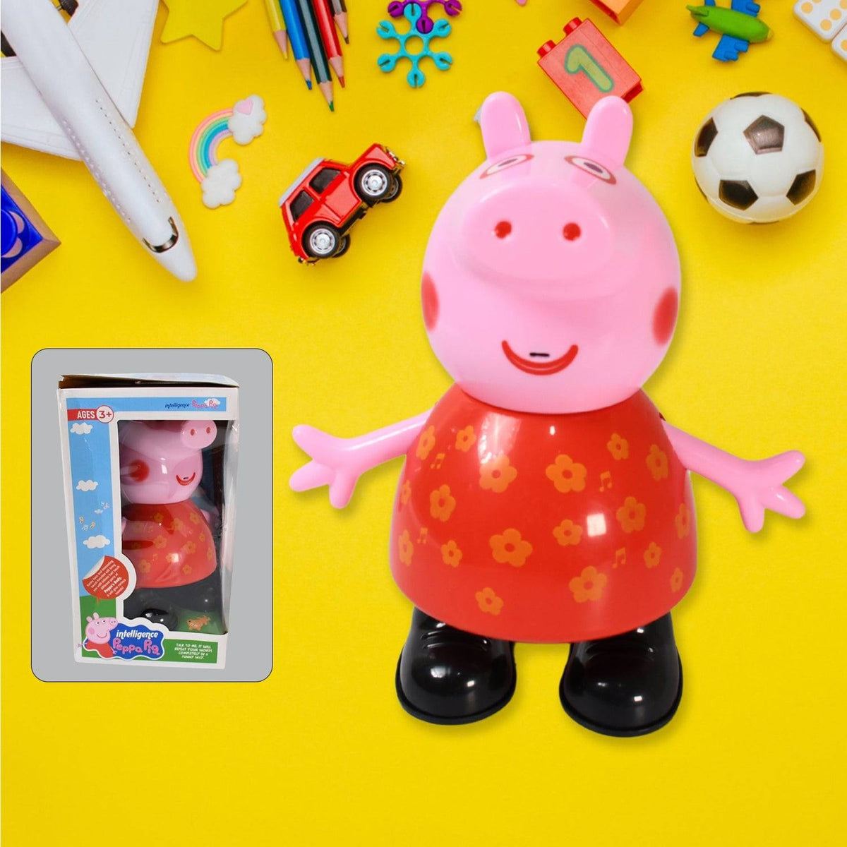 Pig Children Play toy, Pretend Play Toy Fun Gift for Kids, Movable Hands, Legs Pig Pretend Play Toy Set for Kids Children with Soft Rubber Material (1 Pc / Battery Not included) - jugaad.shop