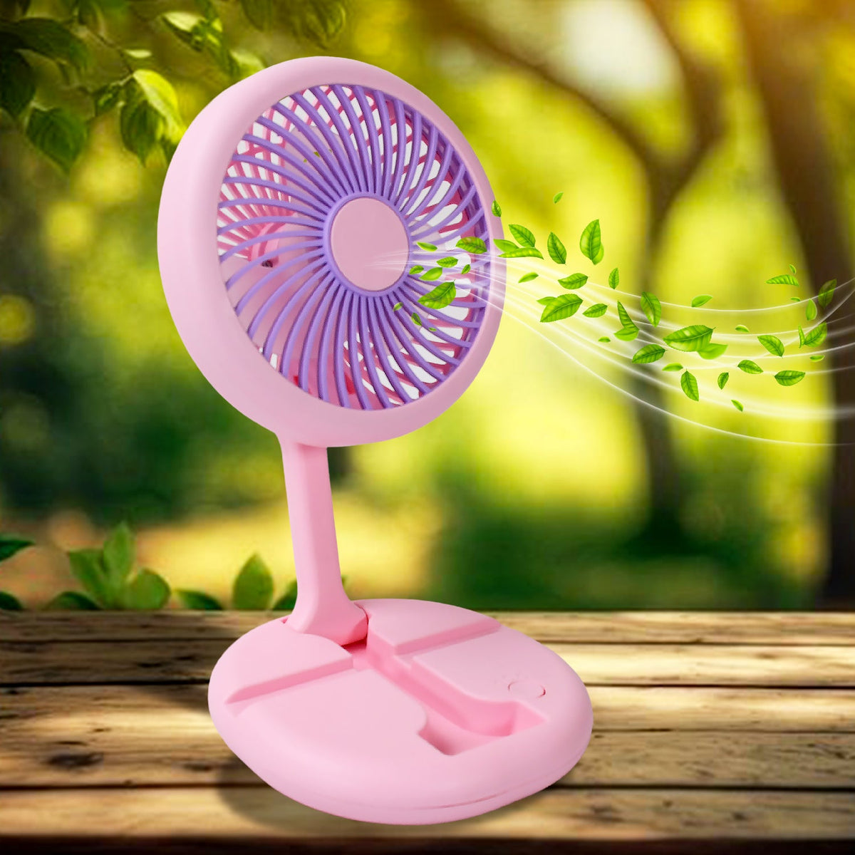 USB Rechargeable Portable Fan With LED Light Heavy Duty & Foldable Fan With Charging Port Home, Outdoor, Temple - jugaad.shop