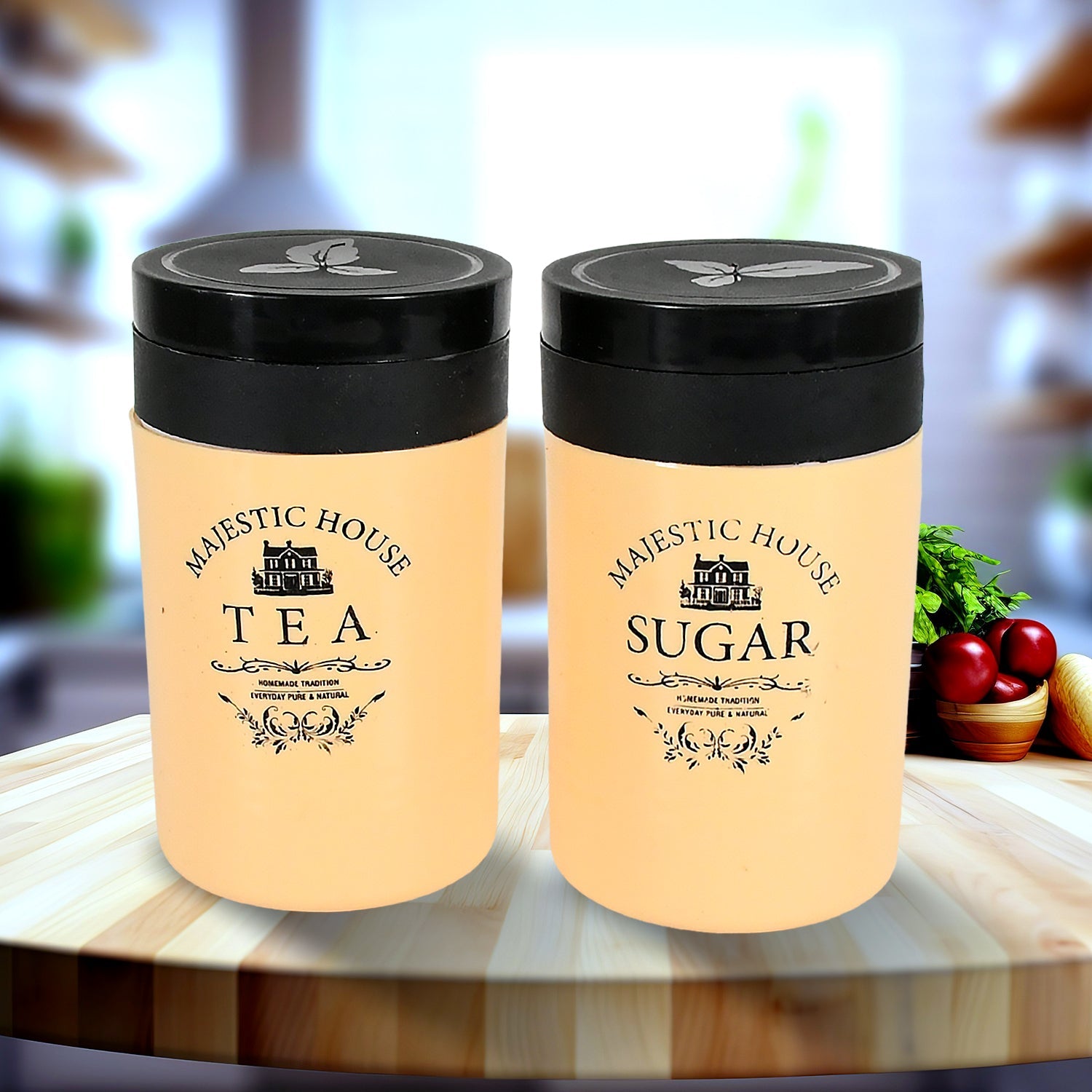 Accurate Seal Tea Sugar Coffee Container, Plastic Damru Shaped Tea, Coffee, Sugar Canisters Jar, New Airtight Food Seal Containers for Salt, Dry Fruit, Grocery 2 Section (800 ML Approx) - jugaad.shop