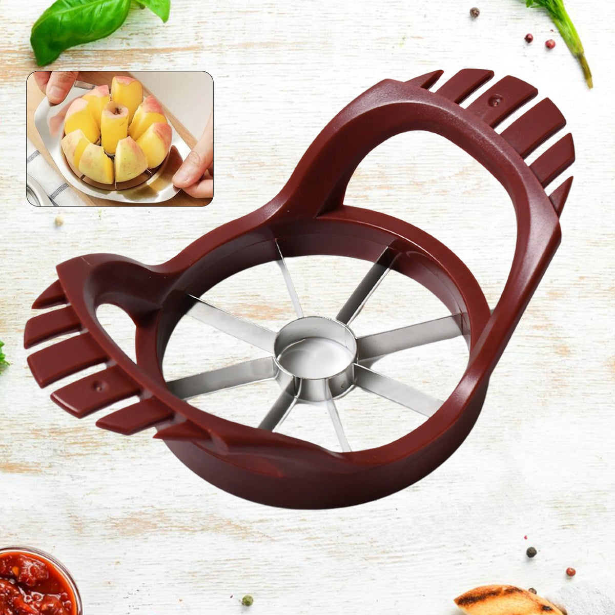 stainless steel apple cut, apple slicer, fruit divider, core remover, separator - jugaad.shop