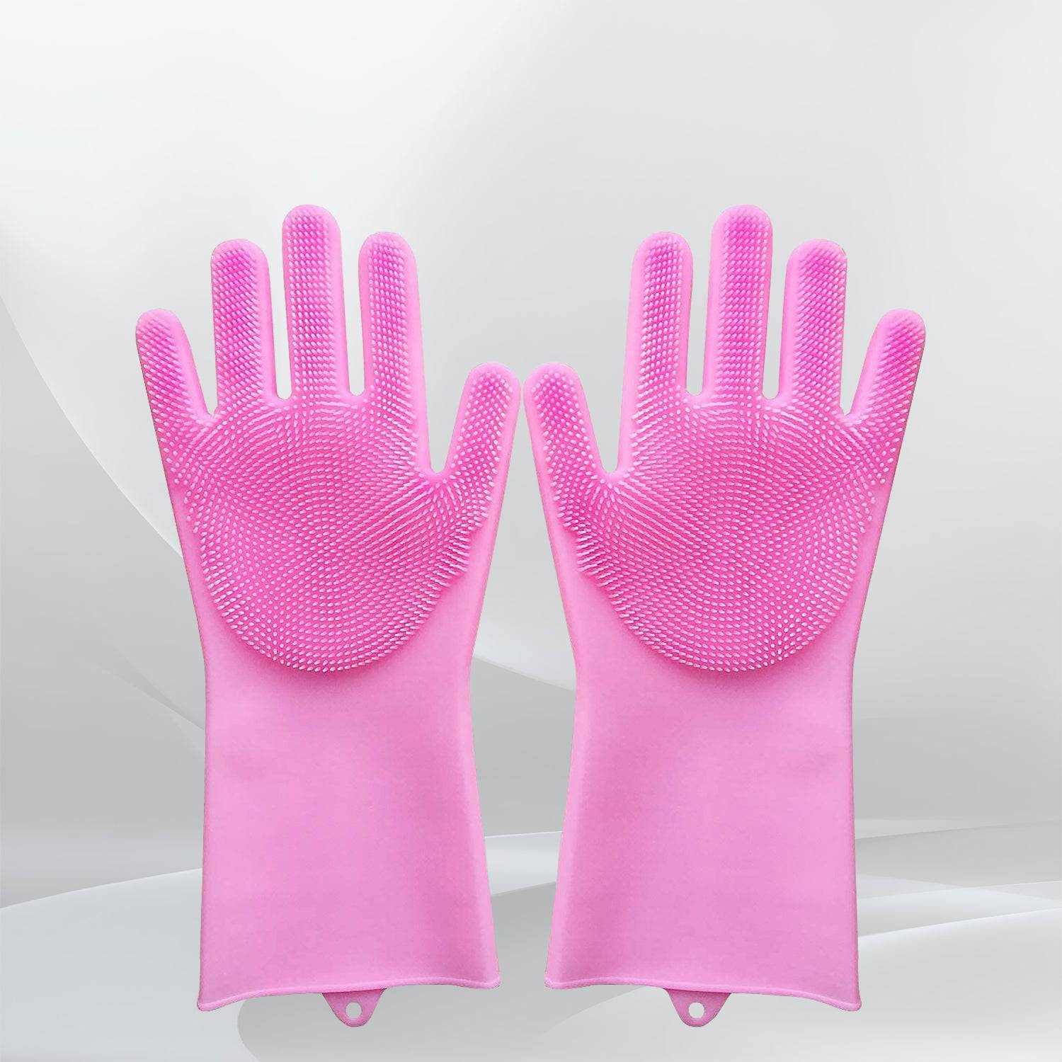 Dishwashing Gloves with Scrubber| Silicone Cleaning Reusable Scrub Gloves for Wash Dish Kitchen| Bathroom| Pet Grooming Wet and Dry Glove (1 Pair, 250 Gm) - jugaad.shop