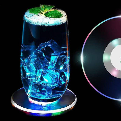 Colorful LED Cocktail Coaster, Round Ultra-Thin LED Drink Coaster (1 Pc) - jugaad.shop