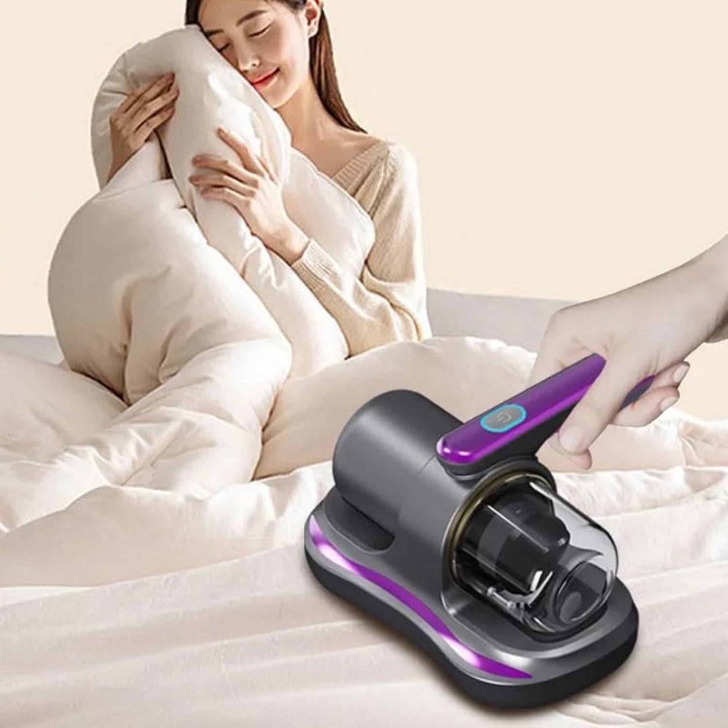 Powerful Suction Portable Handheld Vacuum Cleaner - Low Noise Vacuum Cleaner for Bed - Cordless Vacuum Cleaner for Car Seat Crevices Pillows, Mattresses, Sofas Wireless Anti Dust and Mite Cleaner - jugaad.shop