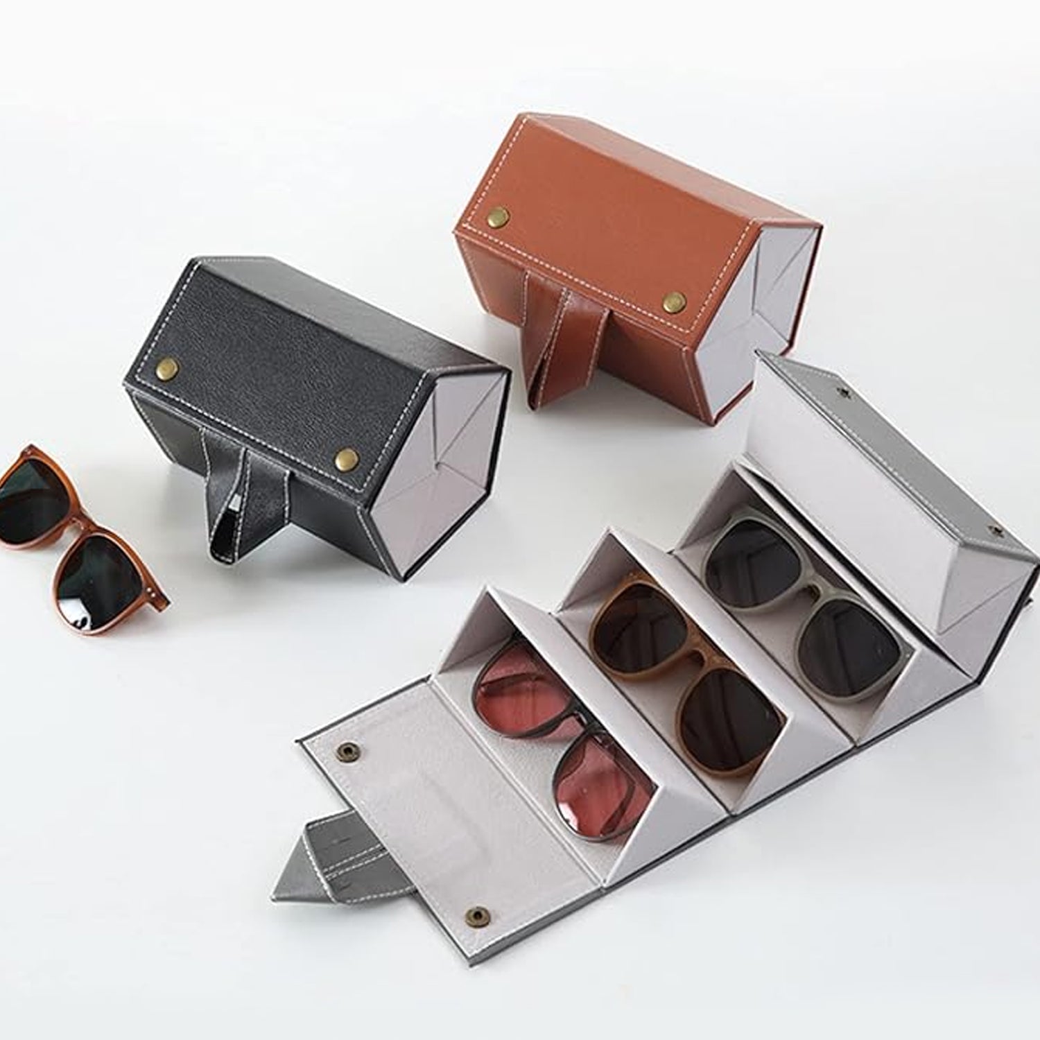 5 Slots Sunglasses Organizer Box, Glass Holder Box, spectacle case of sunglasses, Specs case, Foldable Travel Glasses Case Storage (1 Pc) - jugaad.shop