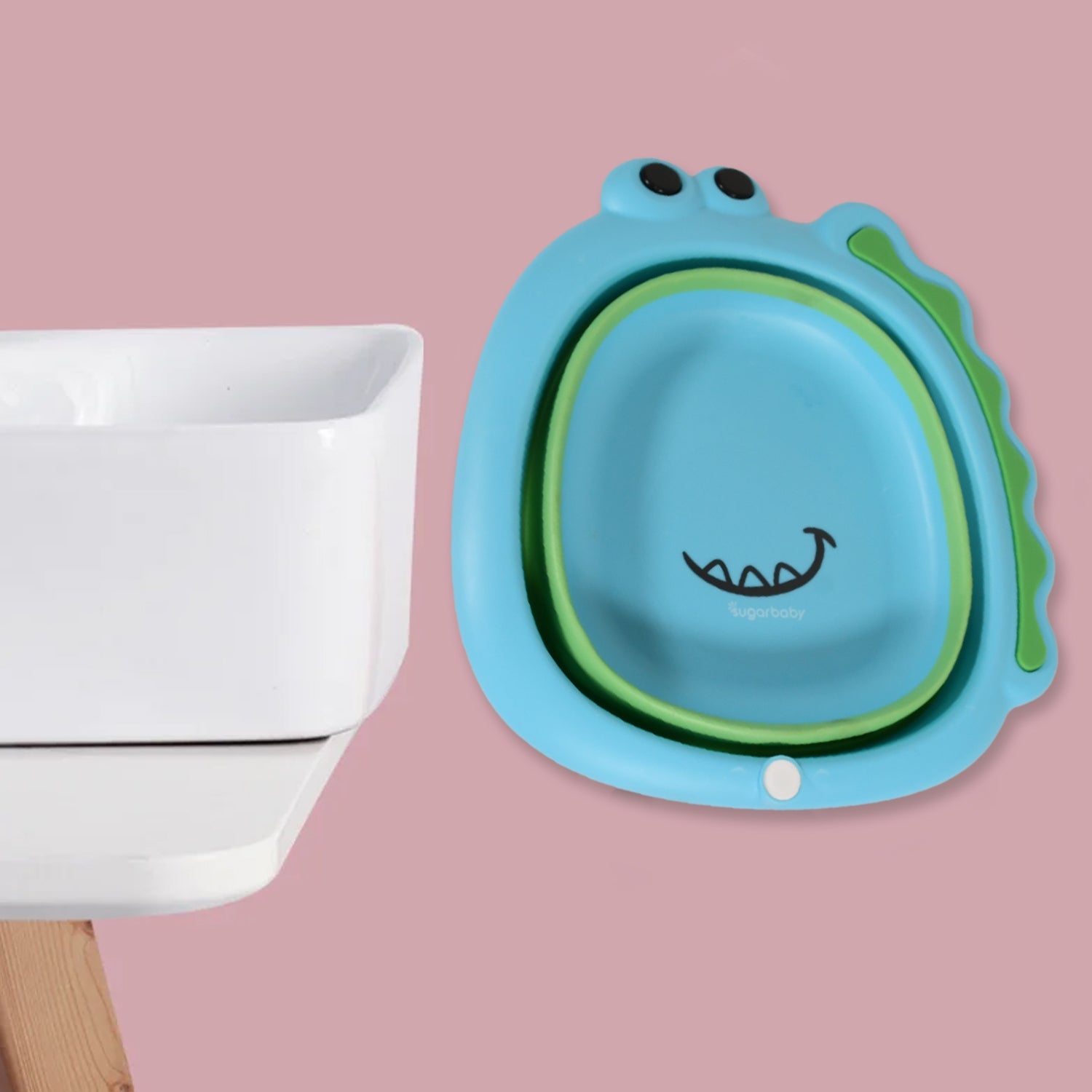 Frog Shape Wash Basin, Space Saving Multi Function Foldable Baby Wash basin Easy Clean Lightweight Thicken for Washing Face for Home (33×31Cm / 1 pc) - jugaad.shop