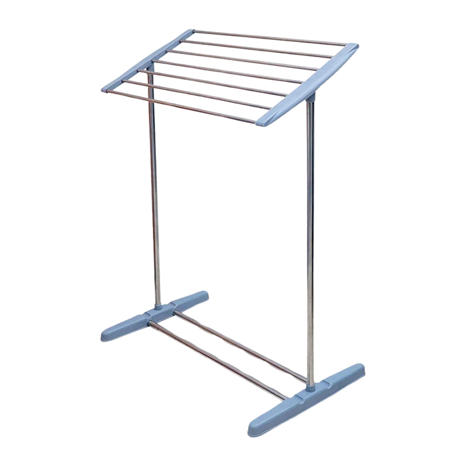 Multi-Functional Single Tier Mobile Towel Foldable Rack for Cloth and Towel / Stainless Steel and Plastic Made Mobile Towel and Cloth Rack Holder Indoor / Outdoor Standing Movable Cloth Dryer Rack, Balcony Cloth Drying Stand - jugaad.shop