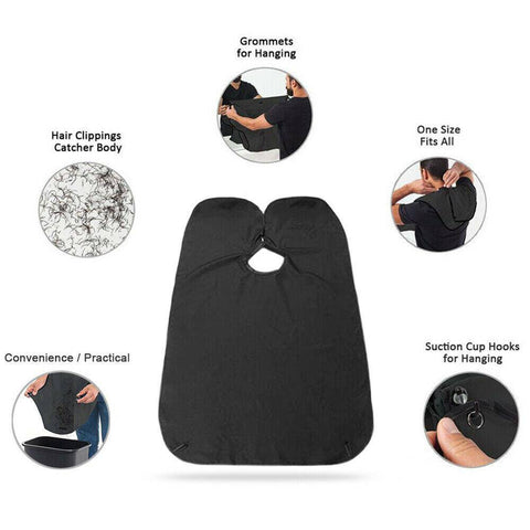 Black Beard Apron Hair Clippings Catcher Grooming Bib - jugaad.shop