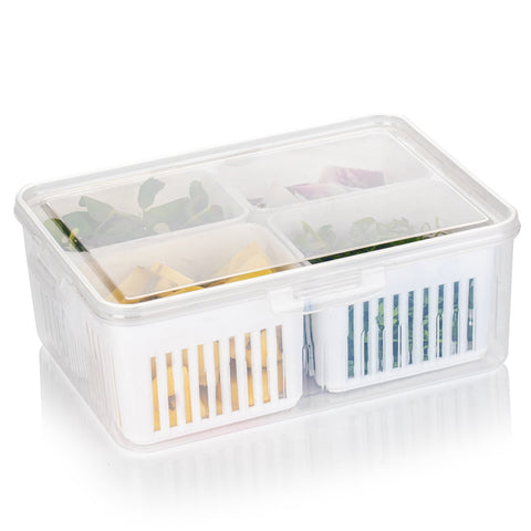 Fridge Storage Boxes Freezer Storage Containers, Container for Kitchen Storage Set, Storage in Kitchen, Vegetable Storage, Draining Crisper Refrigerator Food Box (1 Pc) - jugaad.shop