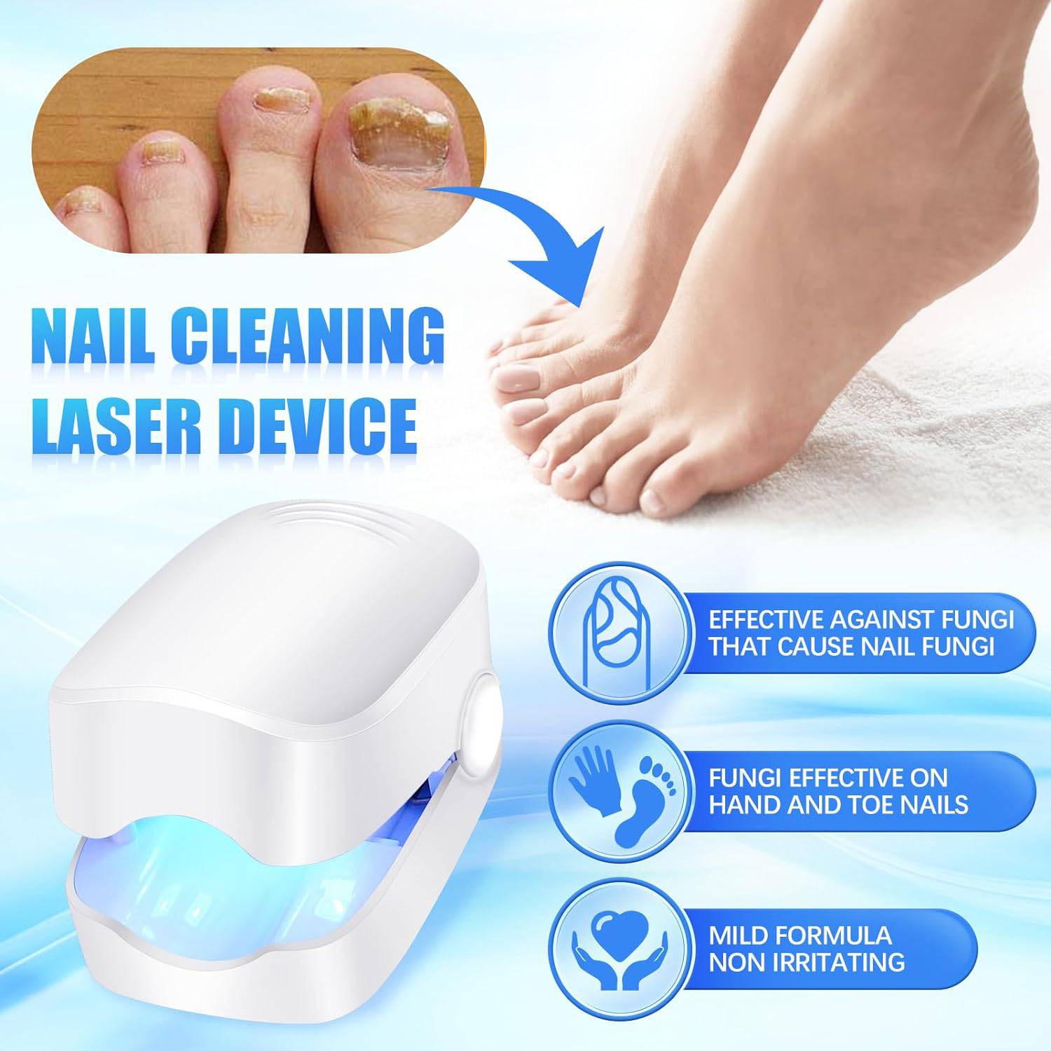 Rechargeable Nail Fungus Treatment for Toenail, Toe Nail Fungal Treatment Nail Fungus Laser Device, Anti-Fungal Nail Treatment for Hand & Feet Infections Remover for Home Use - jugaad.shop