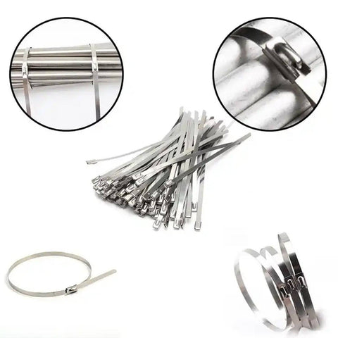 Stainless Steel Cable TIE Used for Solar, Industrial and Home Improvement Multipurpose HIGH Strength, Self-Locking Zip Ties, Multi-purpose Tie, Portable Rustproof 100Pcs Wide Application Zip Tie Set for Building (4.6x100MM /  100 pcs Set) - jugaad.shop