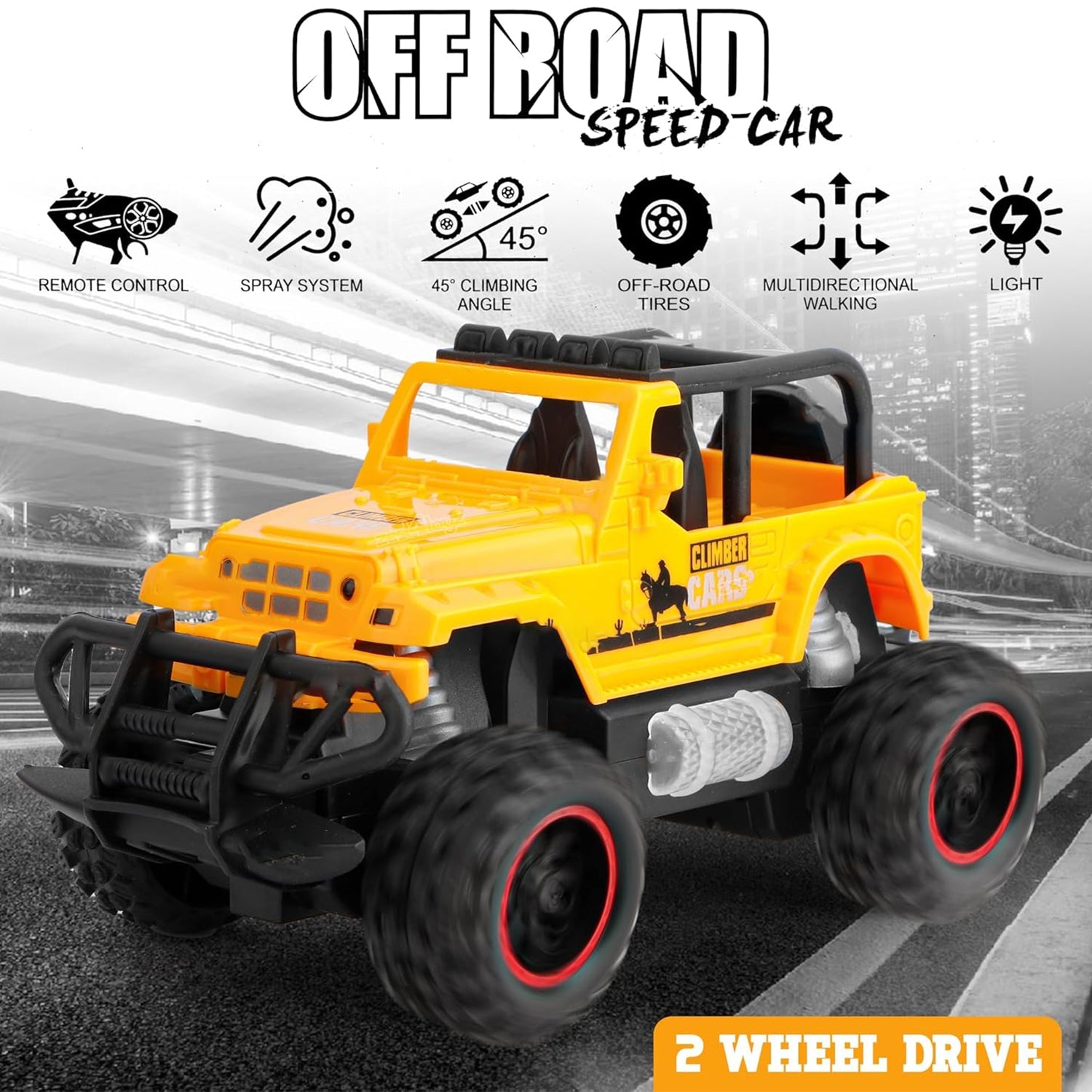 Mist Spray Race Car Toy Off Road Speed Car With Smoke (Water Sprayer Mist With Light) High Strength Climbing Power & Smoke Effect (Color May Vary), Kids - jugaad.shop