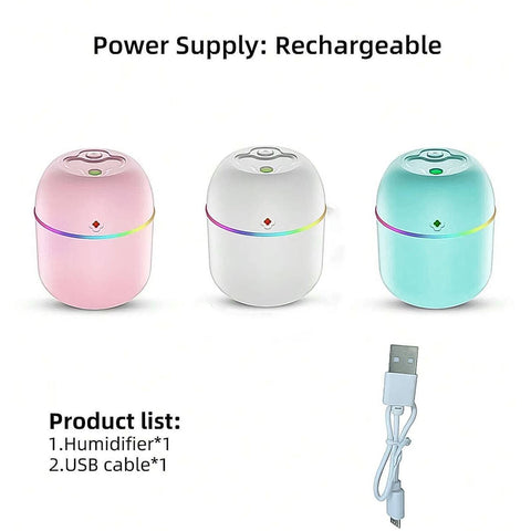 Portable Lighting Mini Humidifier, USB Personal Desktop Air Humidifier for Baby Bedroom Travel Office Home with Light, Cool Mist Humidifier, Essential Oil Diffusers, Cool Mist Humidifiers (250 ML) - jugaad.shop