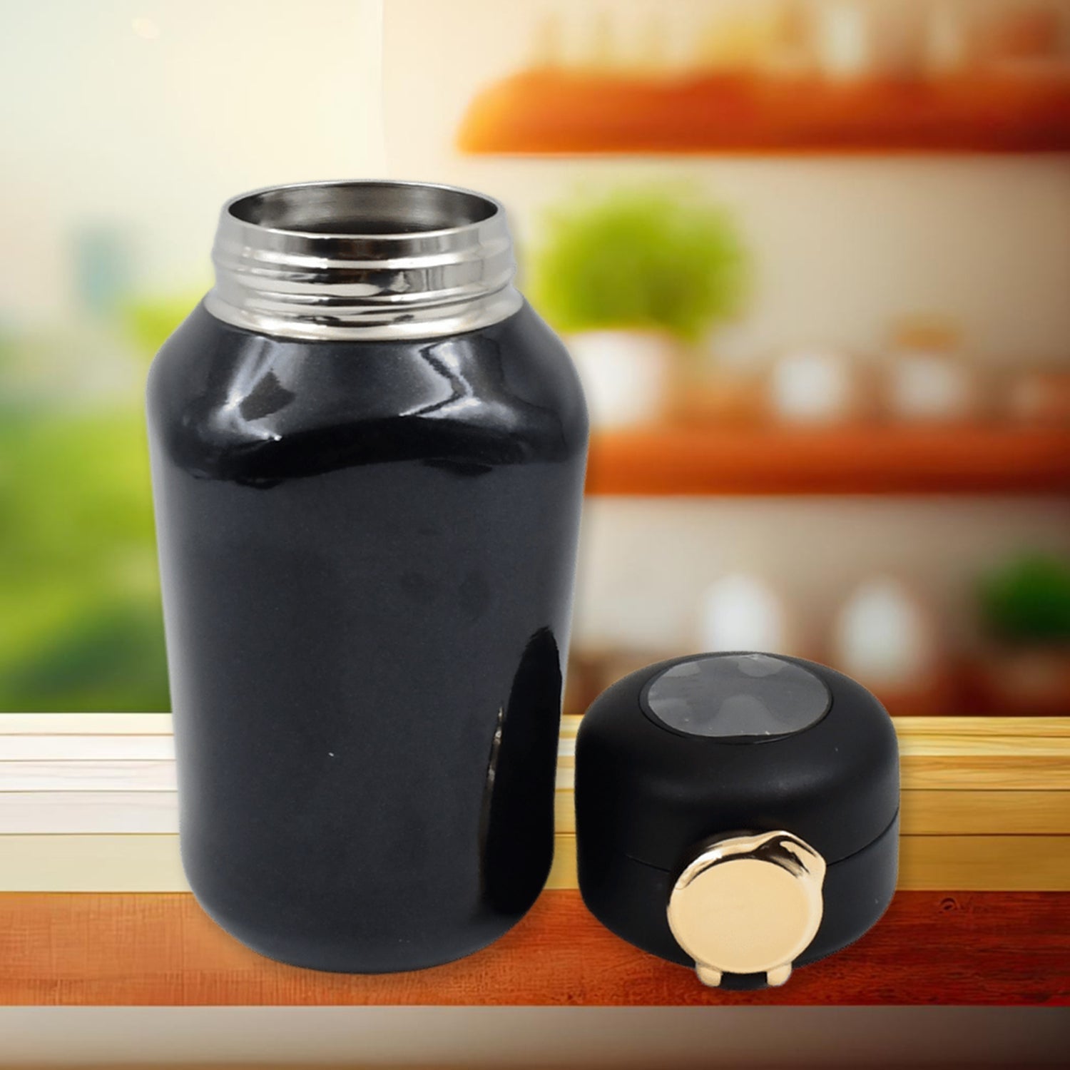 Thermos Steel Bottle, Push Button | Fashion Cup Temperature Display Bottle (420 ML) - jugaad.shop