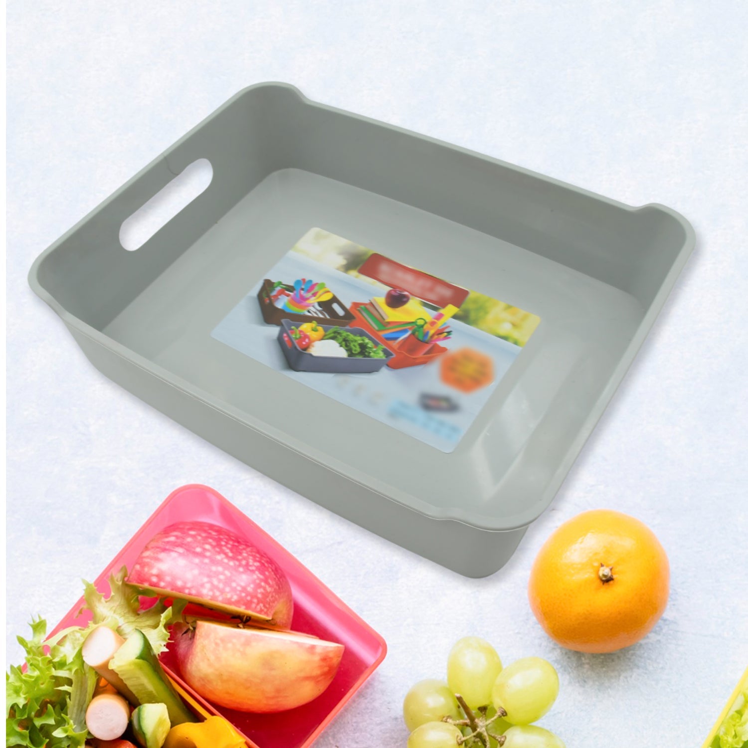 Multipurpose Organising & Storage Plastic Tray,  Fruit & Vegetable/ Multi Purpose Tray, Organizer for Kitchen, Countertop, Cabinet, Bathroom Plastic Storage Basket For Store Fruits, Vegetables, Magazines, Cosmetics, Stationary Set of 3 - jugaad.shop