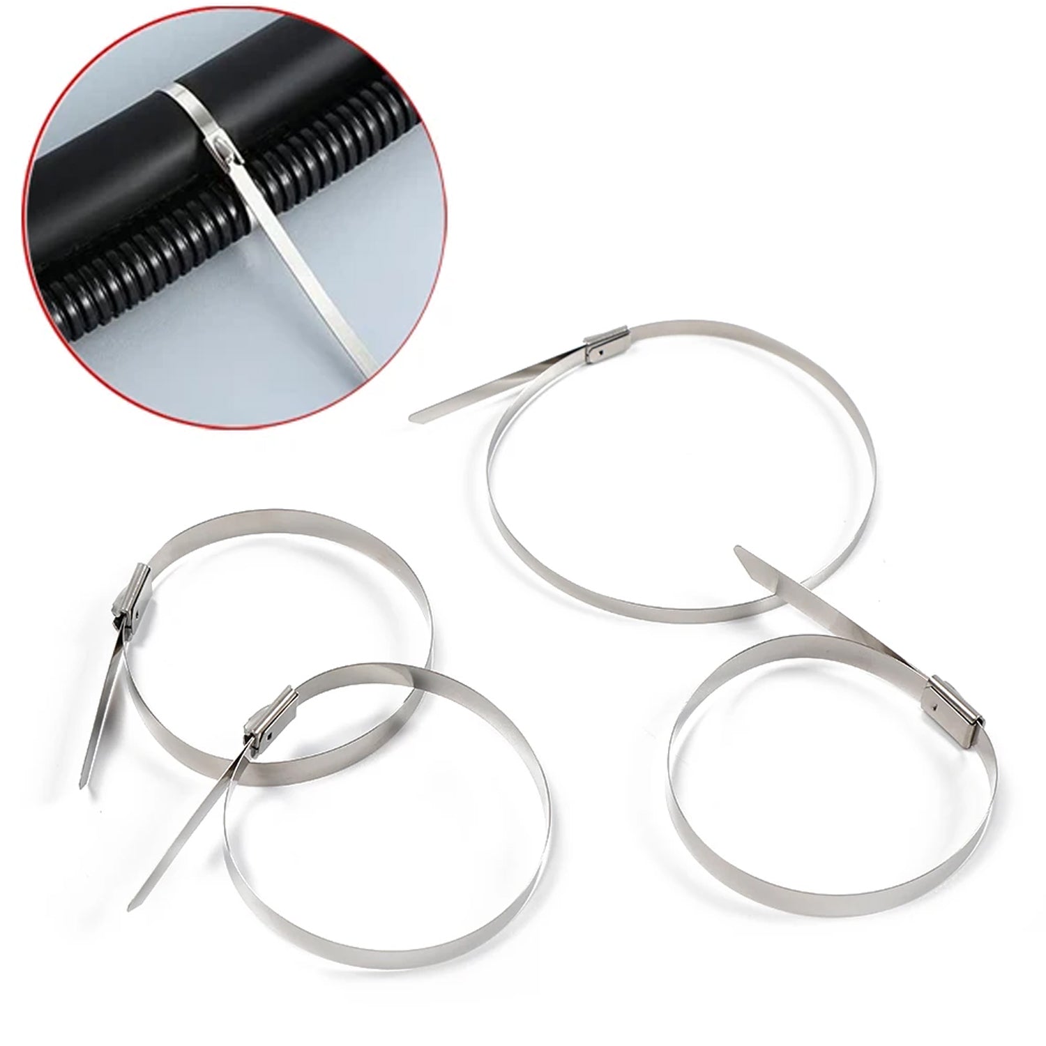 Stainless Steel Cable TIE Used for Solar, Industrial and Home Improvement Multipurpose HIGH Strength, Self-Locking Zip Ties, Multi-purpose Tie, Portable Rustproof 100Pcs Wide Application Zip Tie Set for Building (4.6x100MM /  100 pcs Set) - jugaad.shop