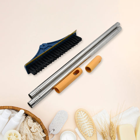 Cleaning brush with wiper, long handle, for versatile use